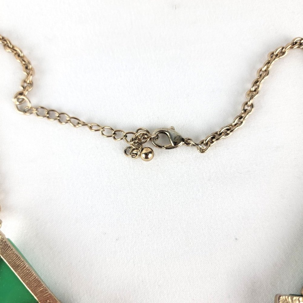 Chunky Green Geometric Cabochon Statement Necklace - image 7